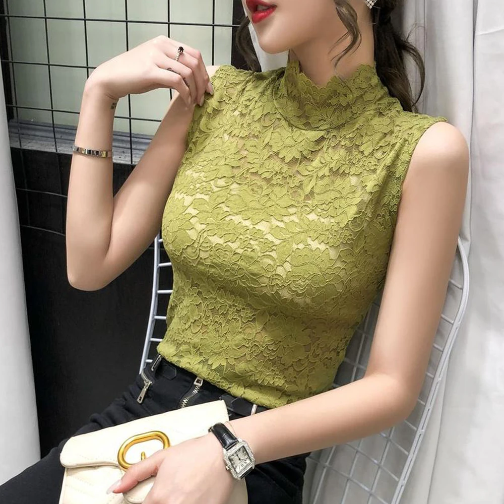 Женская розовая кружевная жилетка рубашка для девочек эластичная водолазка без