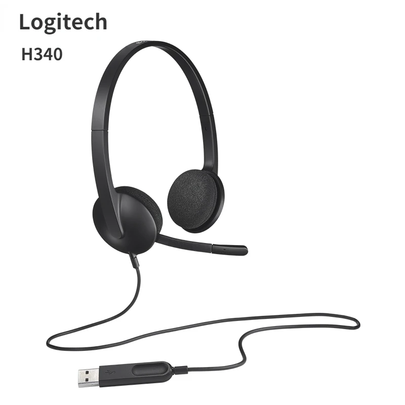 

Logitech H340 USB computer headset microphone for Windows MacOS ChromeOS