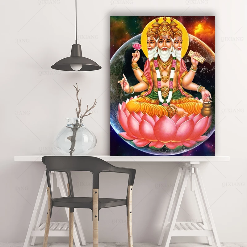 Картина на холсте Бог индуийской религии брама настенные художественные плакаты