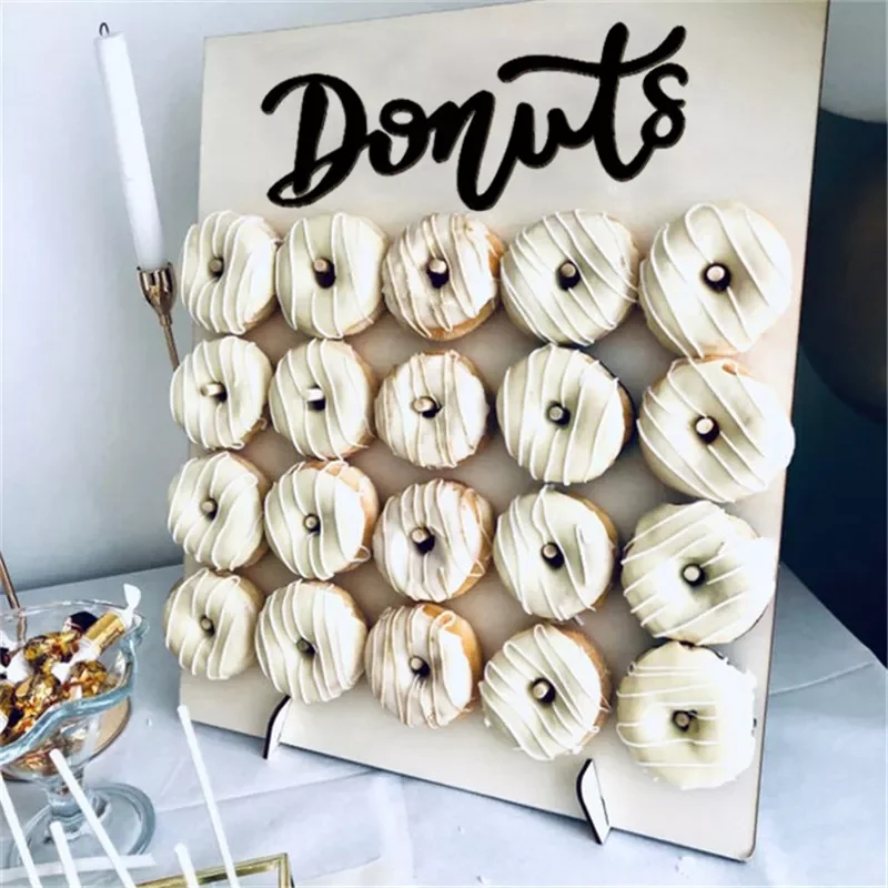 

Hot Wooden Donut Wall Donut Holder Donut Boards Stand Wedding Table Decorations Kids Birthday Party Favors Baby Shower Supplies