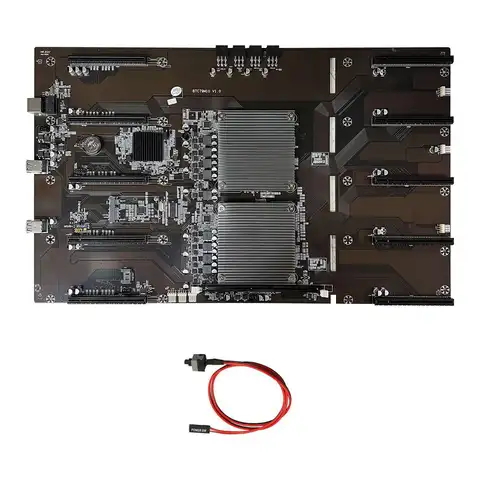 Материнская плата для майнинга BTC X79 + Кабель коммутатора 10XPCIE 8X Слот для GPU LGA 2011 DDR3 для материнской платы для майнинга ETH Miner X79 M10