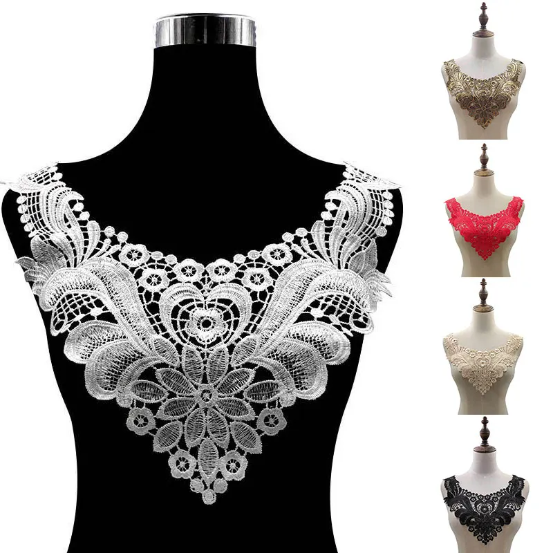 

1Pcs White Fine Venise Lace Fabric Dress Applique Blouse Sewing Trims DIY Neckline Collar Costume Decoration Accessories
