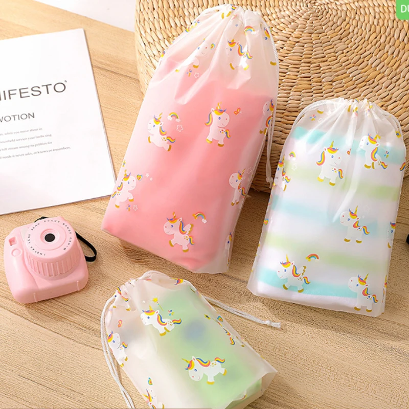 1pc Cartoon Drawstring Storage Bags Travel Shoes Clothes Underwear Towel Cosmetic Bag Portable Waterproof Organizer Toiletry Bag