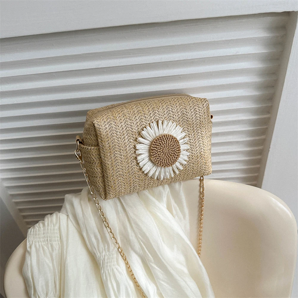 Женская модная сумка через плечо повседневная соломенная на молнии легкая