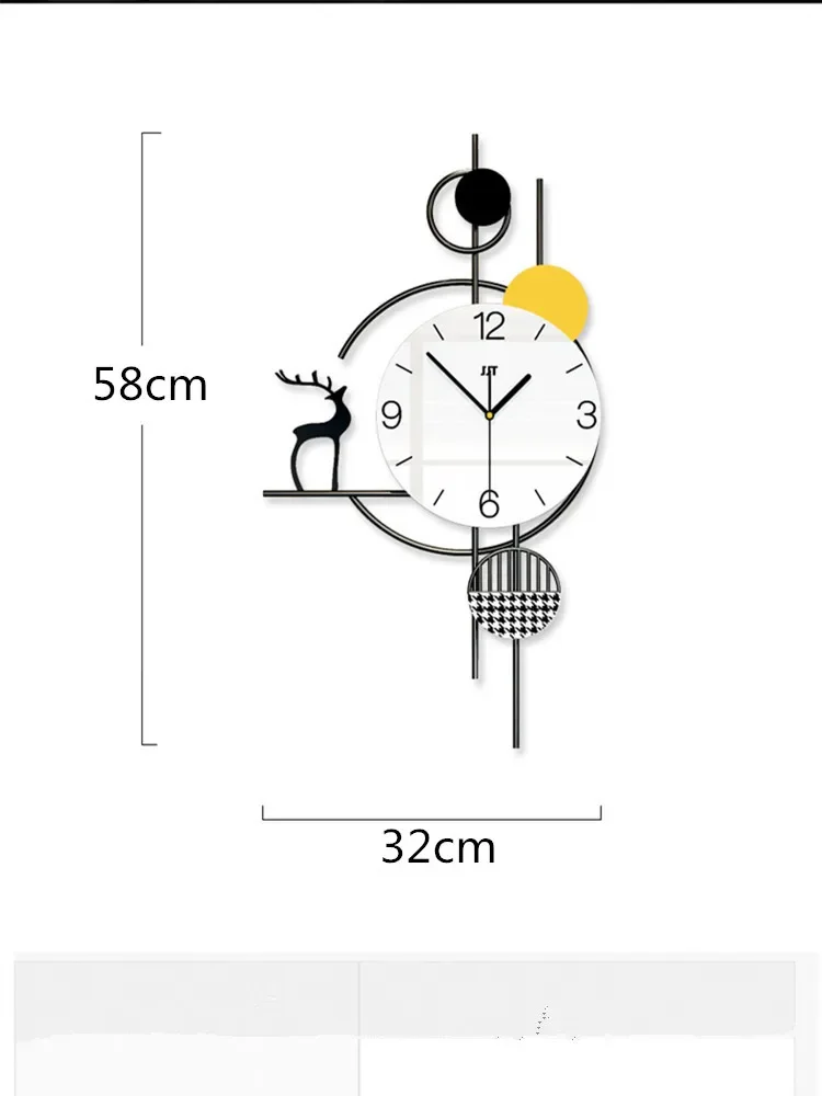 Большие настенные часы с 3D оленем для гостиной домашние бесшумное