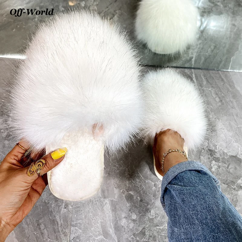 

2022 Fashion Women Winter Slippers Warm Indoor Sides Mules Long Hair Sides Flip Flops Sweet Autumn Casual Shoes For Female