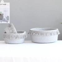 2022nordic tassel storage box cotton rope storage basket woven baskets desktop decoration accessories party organizer