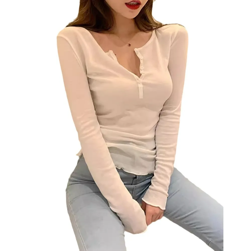 Женская футболка с длинным рукавом осень 20225 новый стиль женская облегающая