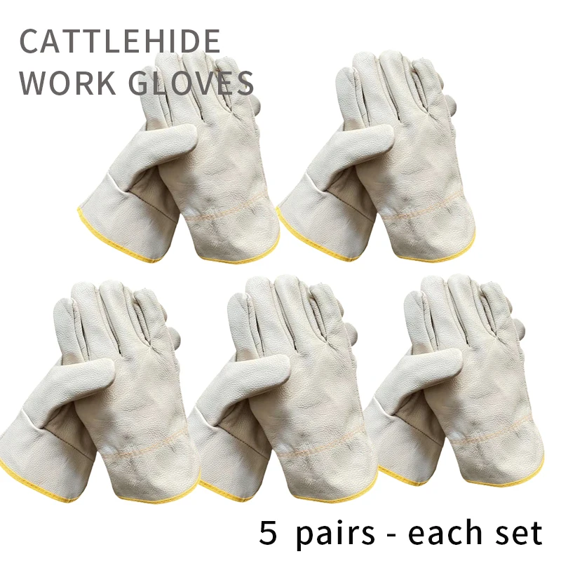

Cattlehide leather working gloves De Cuero De Vaca de Conducción Guantes de Jardinería de Trabajo de la Motocicleta-5pairs