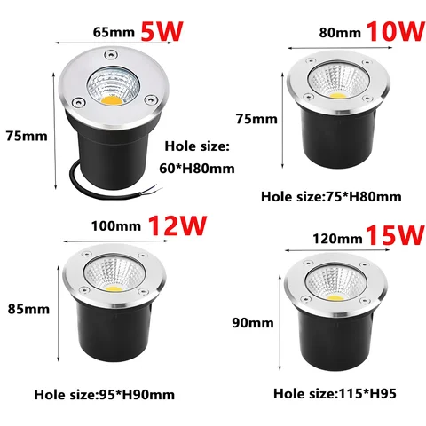 Подземные LED лампы 5 Вт/10 Вт/12 Вт/15 Вт теплый белый