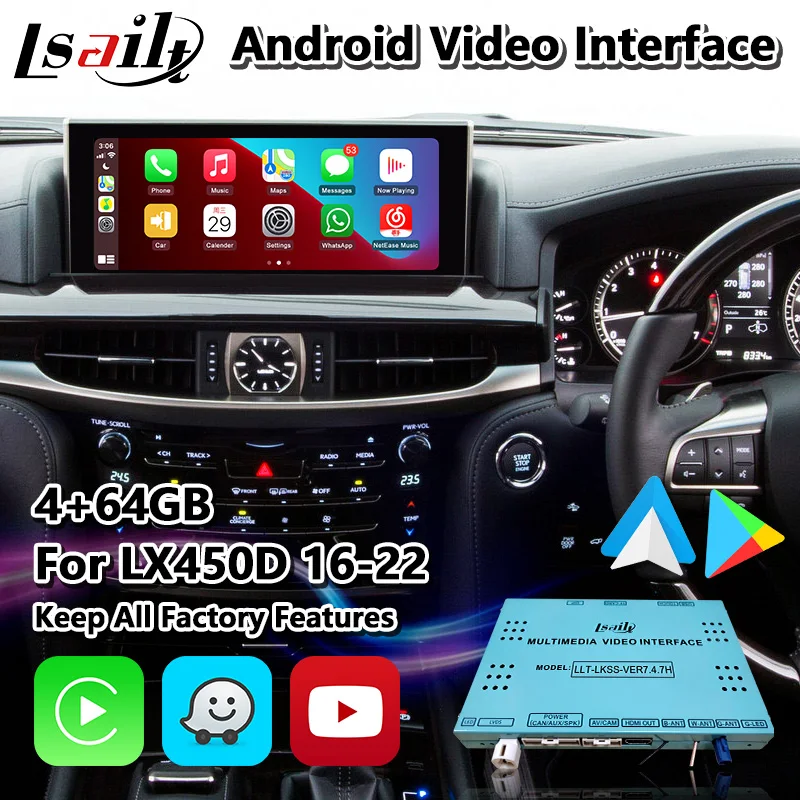 Интерфейс видео воспроизведения Android для автомобиля Lsailt для Lexus LX450D LX570 LX с управлением мышью 2016-2022 гг.