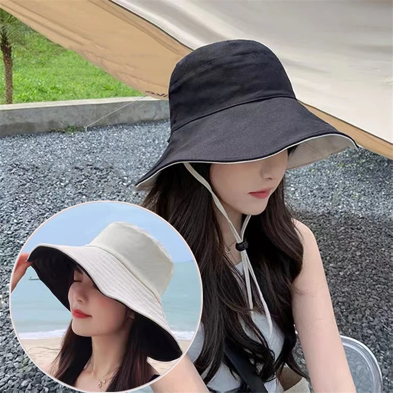 

Double-sided Wear Fishing Hat Bucket Cap for Women Men Femme Gorro Summer Wide Brim Sun Hats Hunting Beach Panama Visor Hat