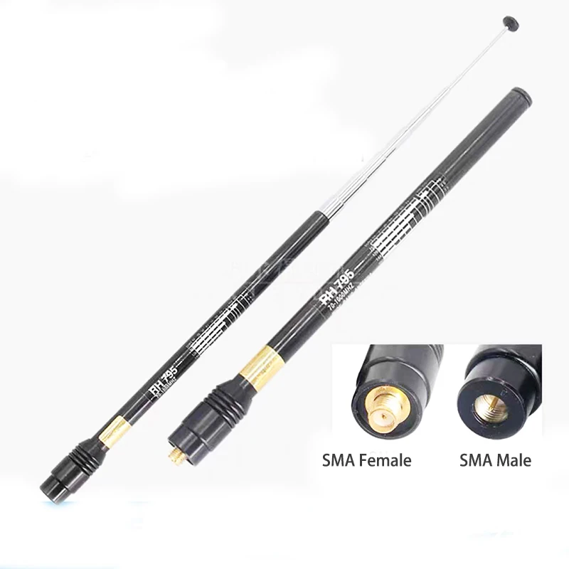 Banggood RH795 RH-795 1000 дБи 70-МГц Макс. 10 Вт SMA штекер/гнездо HT/сканер Телескопический кнут портативная двухсторонняя радиоантенна