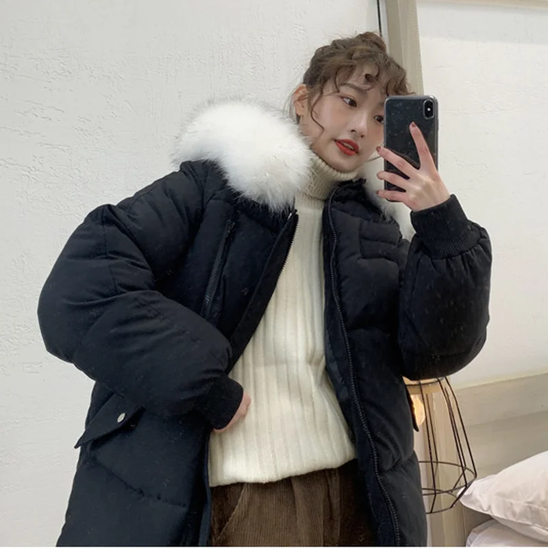 Cotton-padded Jacket Women's Mid-length Winter Loose Padded Padded Jacket Women Thick Bread Jacket Women's Loose Padded Jacket