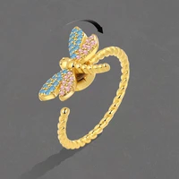 14k gold rotating fingertip ring compression anxiety ring evil eye sunflower dragonfly ring fashion men and women adjustable