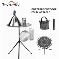 new portable camping table foldable round hiking table aluminium alloy height adjustable outdoor hiking picnic coffee tables