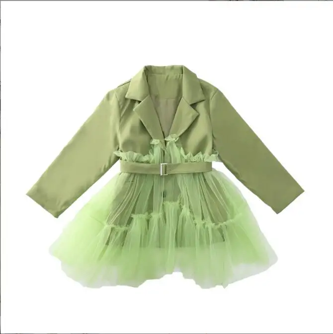 Женский блейзер составного кроя с поясом хлопковая вуаль в Корейском стиле