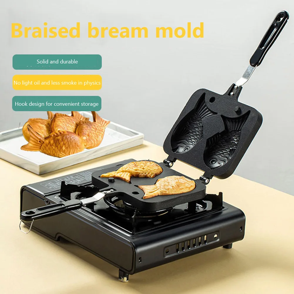 

2 Molds Fish Shape Waffle Maker Reusable DIY Fish Shaped Bakeware Mould Washable Nontoxic Safe Party Props for Home Cooking Tool