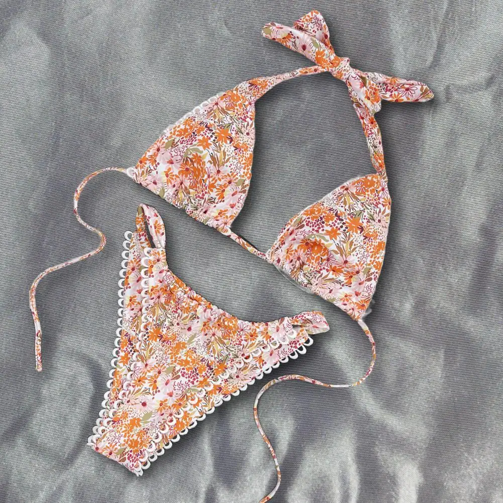 

Swimsuit S to L Bikini Set Dark Orange Adjustable Attractive Two Piece Summer Female Swimsuit