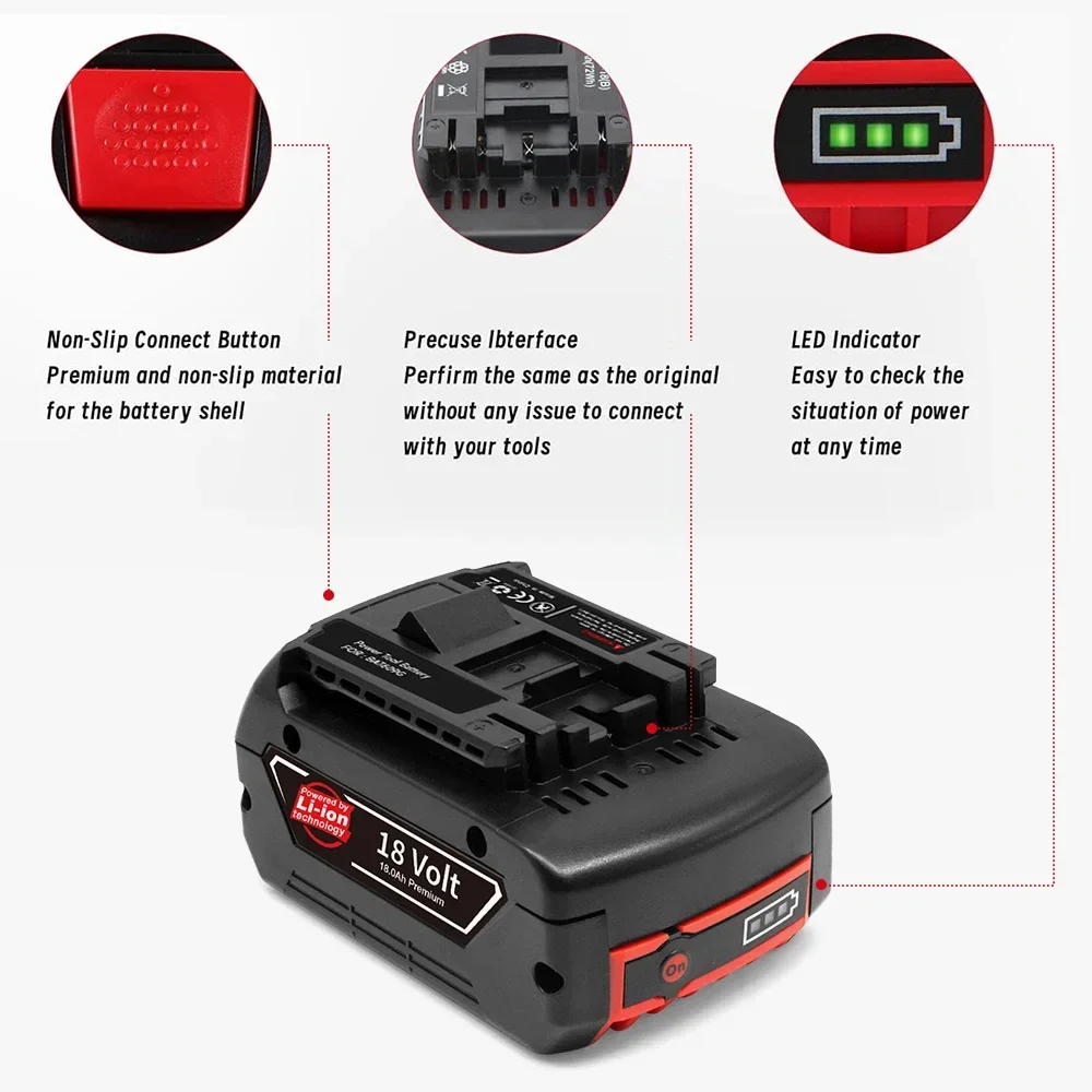 Высокопроизводительная литий-ионная батарея SU 18 Ач для BOSCH В GBA18V Professional GBA GSR GSB BAT609