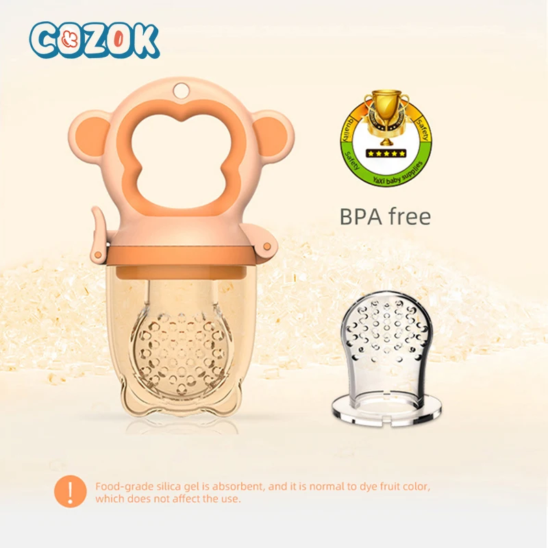 

COZOK Baby Pacifier Silicone Fruit Vegetable Bite Bag Nipple Molar Food Supplement Mesh Bag Feeding Supplies