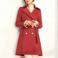 british windbreaker womens mid length spring and autumn new high end belted red jacket trench coat for women korean fashion