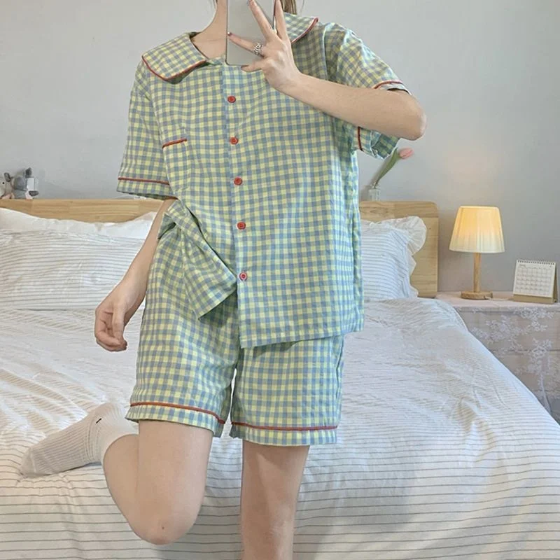 

Women's Pajamas Summer Thin Short Sleeve Pajama Shorts Loose Cute Two Piece Outfits For Women Kawaii Clothing Sets Harajuku