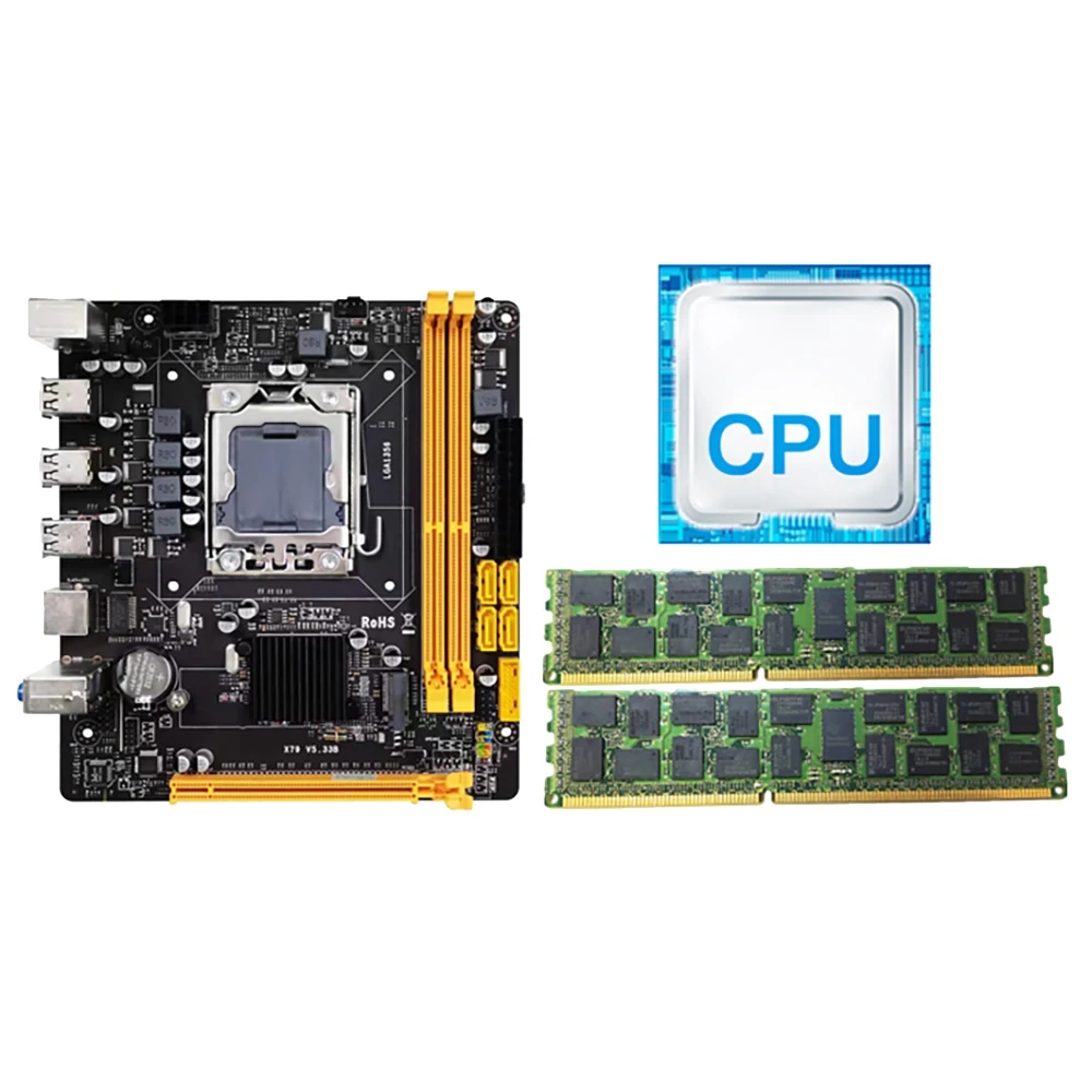 

X79 Motherboard LGA 1356 DDR3 32GB ECC RAM NVME M.2 Mini DTX Motherboard Kit with E5 2420 CPU+2X4GB DDR3 Memory