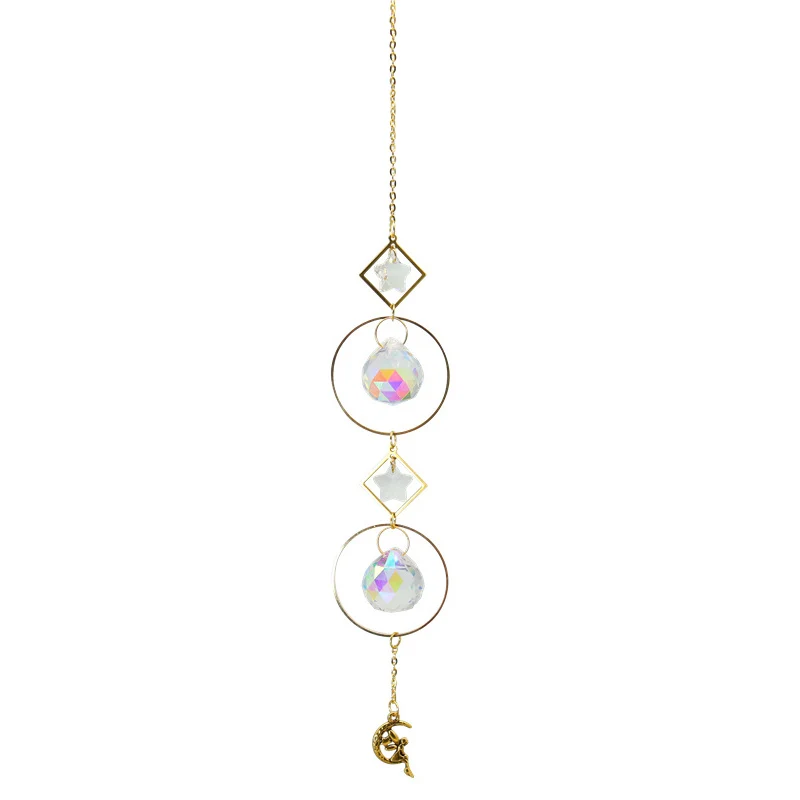 

Suncatcher Crystal Hanging Crystals Prism Rainbow Chaser Moon Star Pendant Home Hanging Window Garden Window Decoration