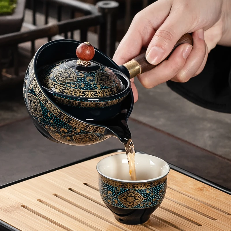 

Gravity Balance Creative Rotating Elegant Tea Brewing Side Handle Pot Simple Anti-scalding Hand Free Teapot Tea Set Tea Maker