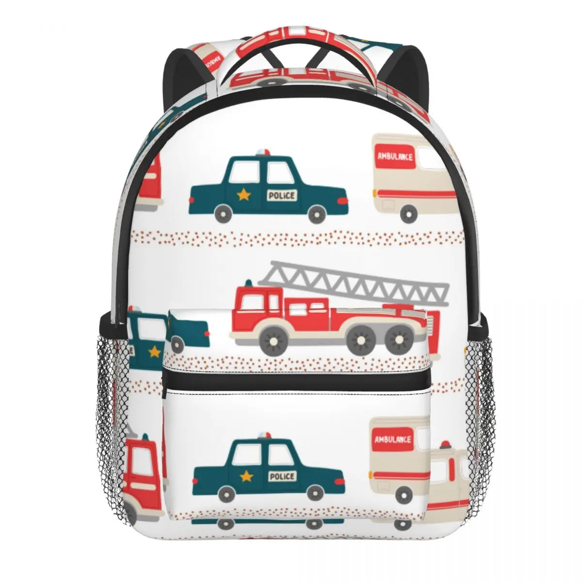 Cartoon Ambulance Police And Fire Truck Baby Backpack Kindergarten Schoolbag Kids Children School Bag