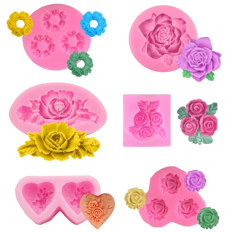 

3D Heart Rose Chocolate Mould Silicone Cake Baking Mould Cupcake Jelly Candy Chocolate Decoration Baking Tool Mould