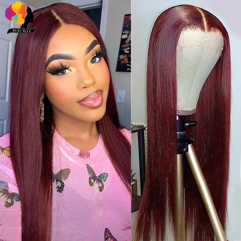 

Straight Lace Front Wig 99J Burgundy Human Hair Lace Wigs for Women 13x4 Transparent Lace Front Human Hair Wigs Pre Plucked Remy