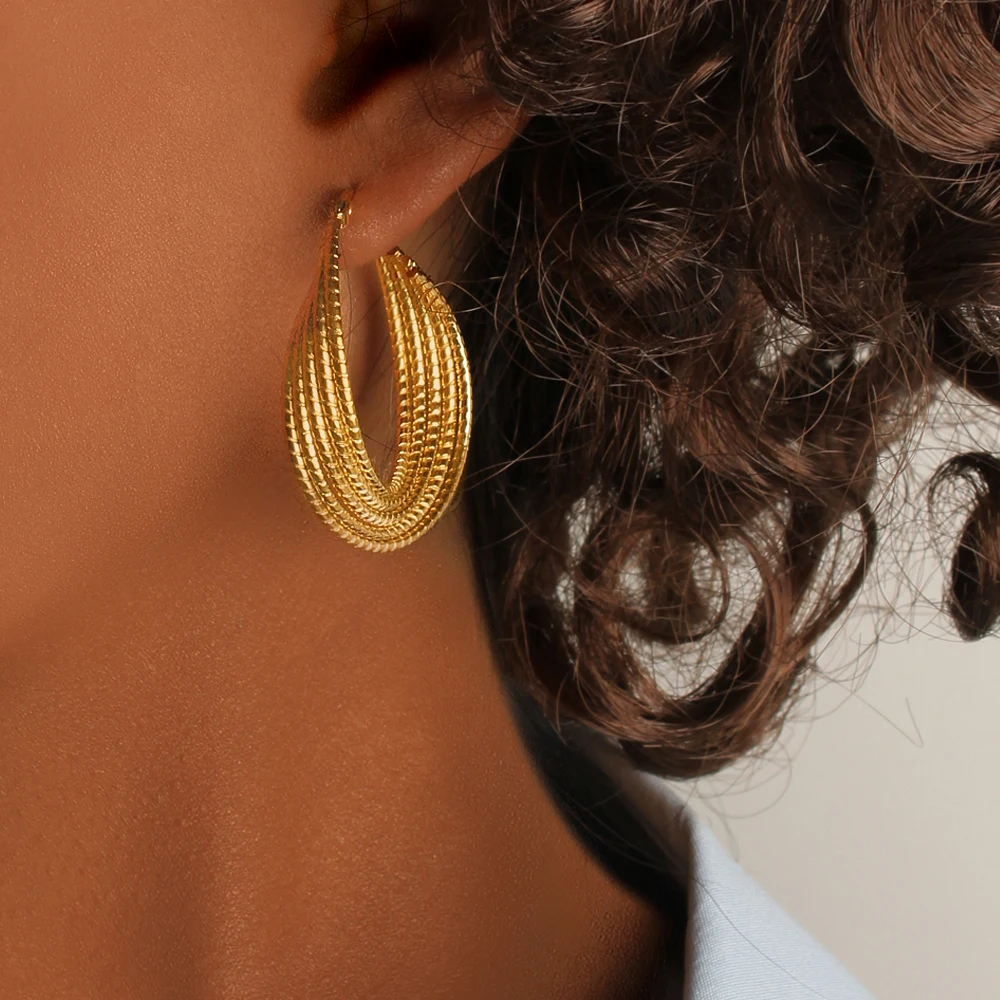 Очаровательные многослойные серьги-кольца из нержавеющей стали 304L модные