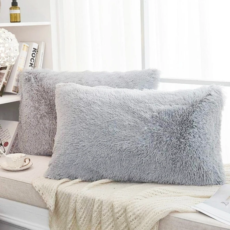 Зимняя меховая наволочка для подушки 50x70 см мягкая пушистая дивана гостиной
