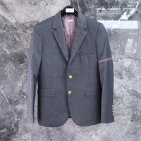 spring new tb suit unisex mens slim one arm webbing wool grey suit jacket