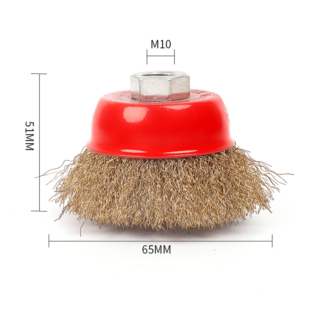 

M14/M10 Remove Rust Brush Rotary Brass Steel Wire Brush Crimp Cup Wheel Angle Grinder Hand Tool 65/75mm Steel Wire Sisal Brush