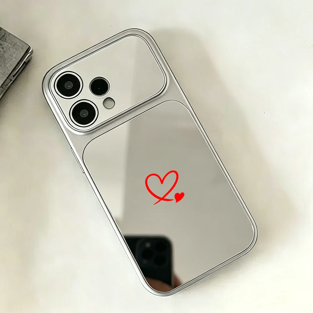 Фото Роскошный чехол для телефона с зеркалом для макияжа для OPPO A5 A5X A6 A6C A6X A6s A7 A17 A38 A58 A60 A76 A78 A98 Pro, мягкий чехол с узором в виде сердца №2