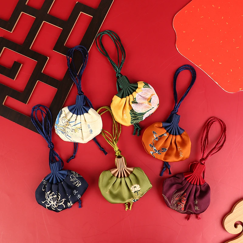 

Flower Damask Dragon Boat Palace Ethnic Style Embroidery Sachet Empty Bag Car Hanging Bedroom Decor Gift Coin Key Storage Bag
