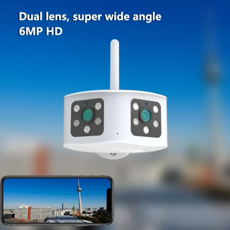 

Ip Camera Ai Human Detection 180 ° Ultra-wide Angle 4k 8mp 6mp Protection Closed-circuit Tv Wifi Dual Lens Wifi