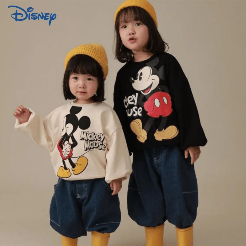 

Disney Mickey Baby Girl Boy Cotton Hoodie Spring Autumn Child Round Neck Pullover Long Sleeve Cartoon Top Baby Clothes 18M-7Y