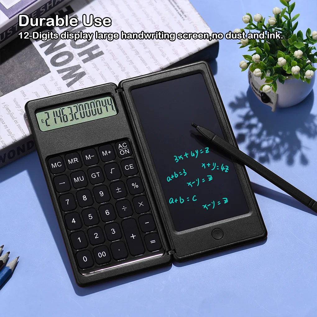 6 Inch Scientific Calculator LCD Screen Writing Tablet With Stylus Pen Drawing Board Collapsible Button Calculate