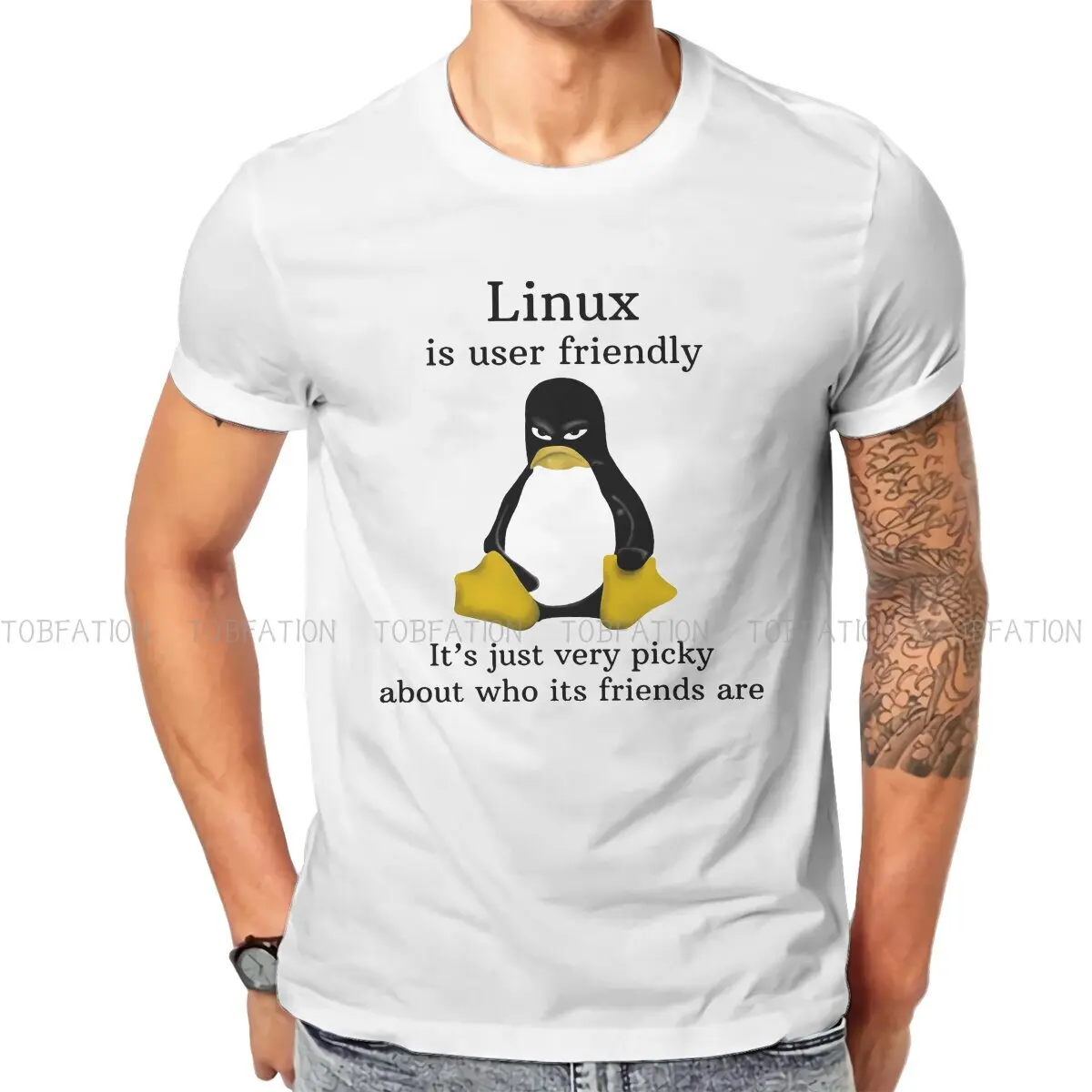 

User Friendly Just Picky Man's TShirt Linux Operating System Tux Penguin O Neck Short Sleeve Polyester T Shirt Funny Gift Idea