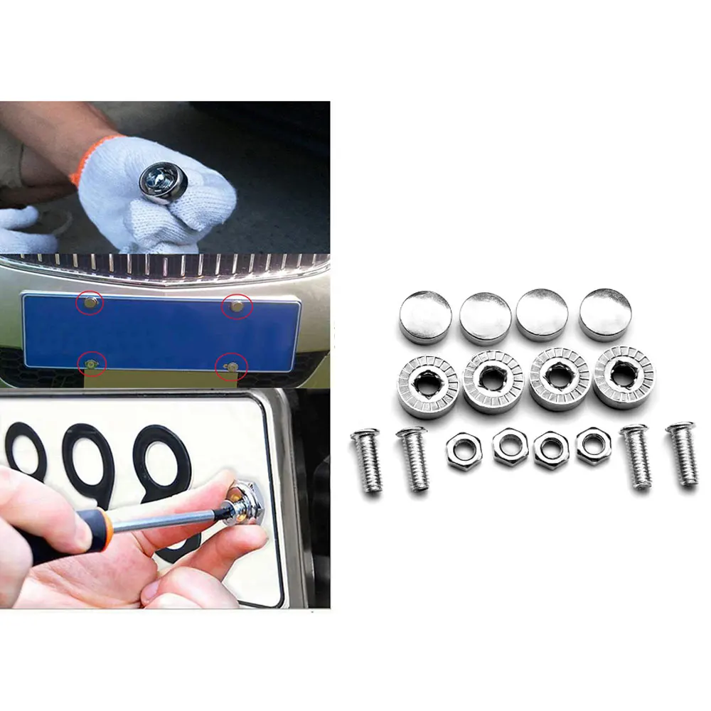 

16X Car License Plate Bolts Screws Cover For for Nissan Almera X-Trail Juke Hyundai Solaris Tucson Sonata Elantra