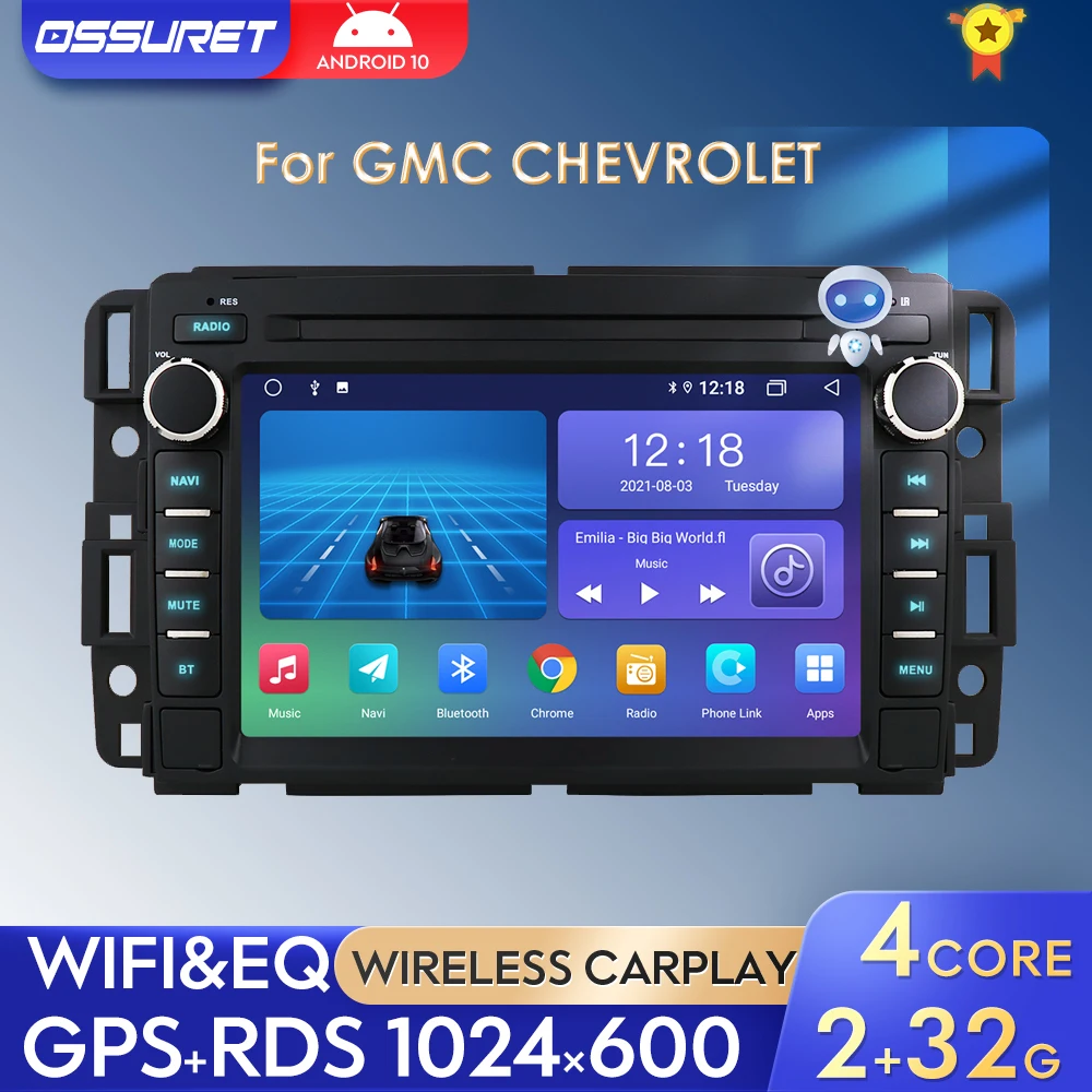 Radio con GPS para coche, reproductor Multimedia con Android, 2DIN, 4G, Carplay, RDS, para GMC, Yukon, Acadia, CHEVROLET