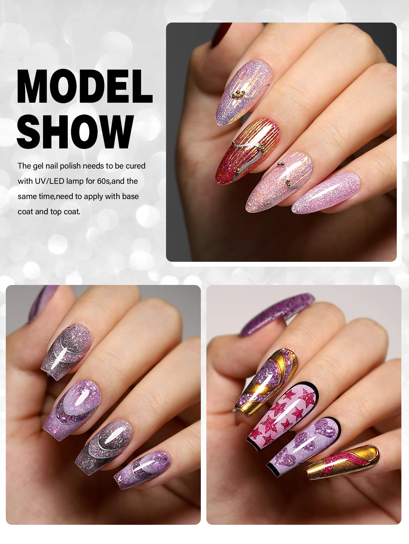 YOKEFELLOW Набор Неоновых Гель-лаков 6 Цветов Блестящий Светоотражающий Гель Для