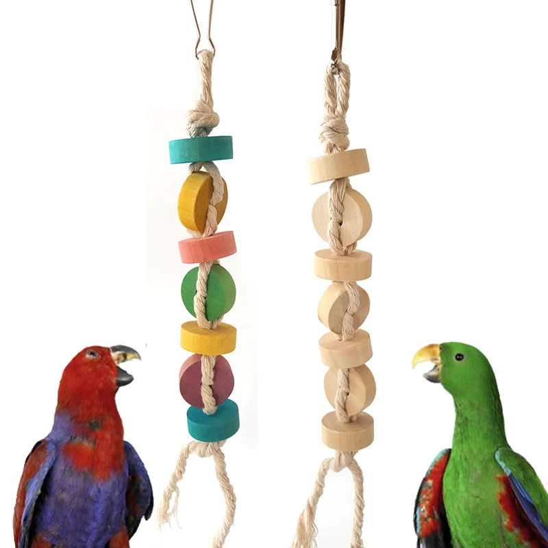 

Parrot Gnawing Toys Wooden String Money String Wood Color Small Pet Supplies Bird Toys Log Color Parrot Chewing Toy String