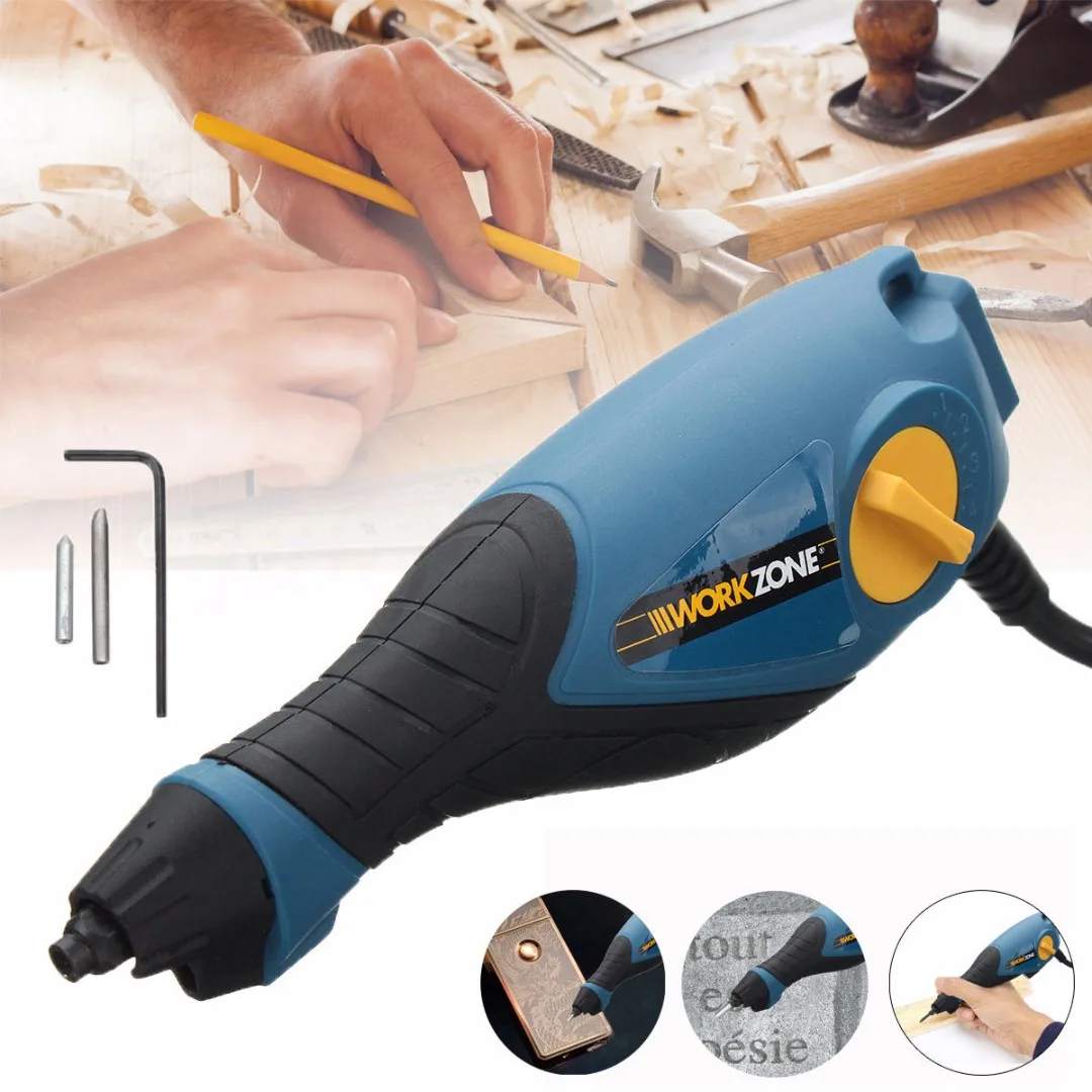 

Electric Engraving Pen Engraver Carve Tool With Letter and Number Template