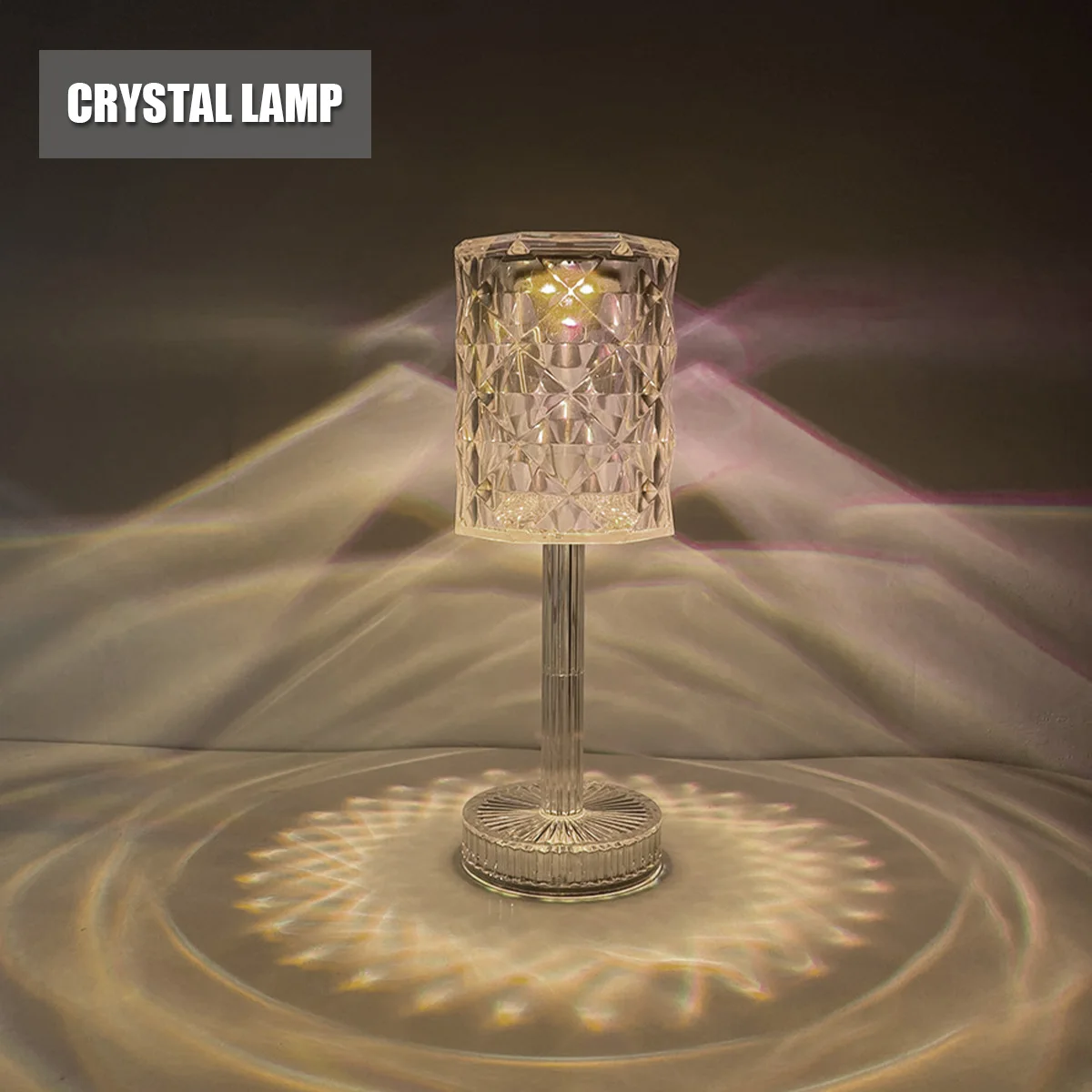 

Transparent Crystal Table Lamp USB Rechargeable Table Lamp Nihgt Light Crystal Diamond Light for Home Bedroom Bedside Decor