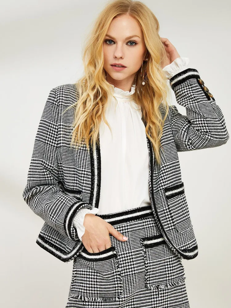 

Женский комплект из двух предметов, пиджак средней длины с длинным рукавом и юбка с высокой талией в стиле ретро, элегантный модный костюм